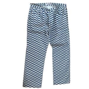 Lisa Says Gah Ellis Checkered Blue White Wide Leg Jeans Size 12